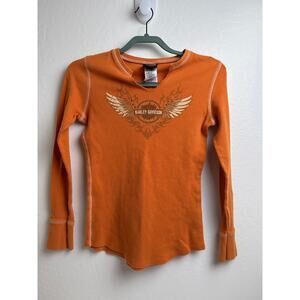 Women’s Harley Davidson orange Thermal  Size Large Long Sleeve top